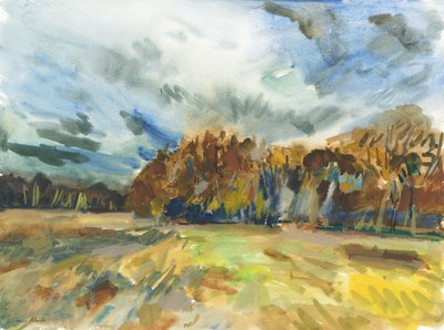 Richmond Park, 2018 (kağıt üzerine suluboya) by Simon Neville