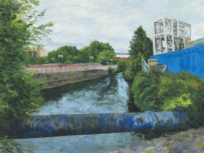 Wandle Nehri, 2024 (tuval panel üzerine akrilik) by Simon Neville