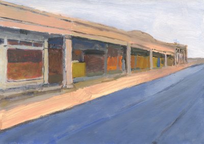 Strip mall 6, 2023 (kağıt üzerine akrilik) by Simon Neville