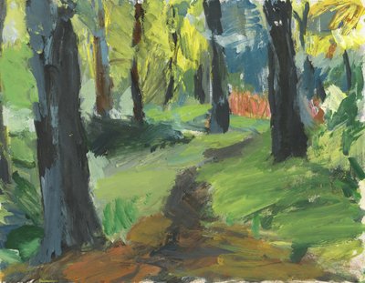 Woodland pathway, 2023 (kağıt üzerine akrilik) by Simon Neville
