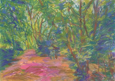 Woodland pathway no 29, 2024 (kağıt üzerine pastel) by Simon Neville