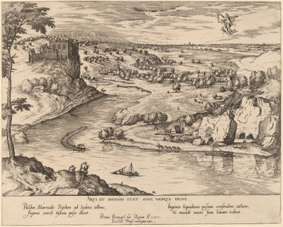 Merkür ve Ruh ile Nehir Manzarası by Simon Novellanus after Pieter Bruegel the Elder