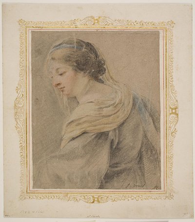 "Madonna ve Çocuk" için kadın çalışması by Simon Vouet