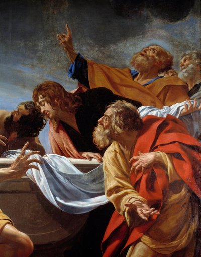 Bakire Mezarındaki Apotres Simon Vouet (1590-1649) 17. yüzyıl Paris, Eglise Notre Dame des Champs tarafından yapılan bir resmin detayı by Simon Vouet
