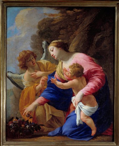 Bakire ve Melek Tablosu, Simon Vouet (1590-1649) 1641 Güneş. 0,77x0,62 m Caen Güzel Sanatlar Müzesi by Simon Vouet