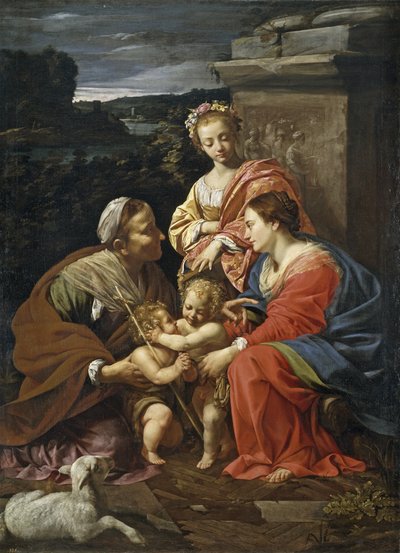 Çocukken Vaftizci Yahya ile Bakire ve Çocuk, Aziz Elizabeth ve Aziz Catherine - Vouet, Simon (1590-1649) - 1625-1626 - Tuval üzerine yağlı boya - 182x130 - Prado Müzesi, Madrid by Simon Vouet