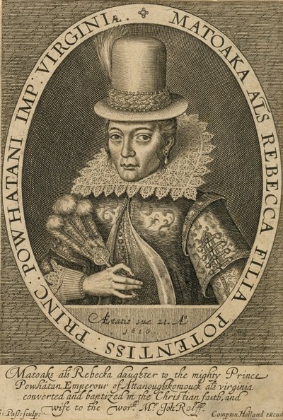 Pocahontas, 1616. by Simon de Passe