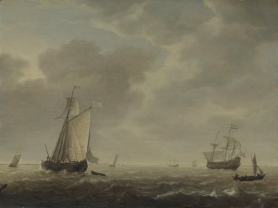 Bir Hollandalı Savaş Adamı ve Bir Esinti İçinde Çeşitli Gemiler, c. 1640 by Simon de Vlieger