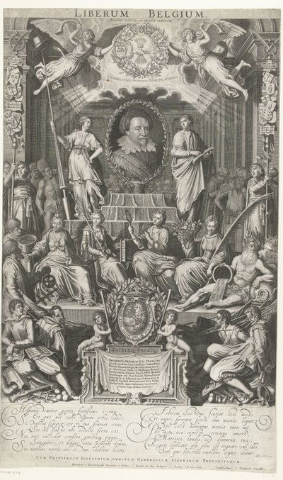 Frederik Hendrik Din ve Özgürlük Koruyucusu Olarak, 1628 Liberum Belçika (nesne üzerindeki başlık) by Simon van de Passe