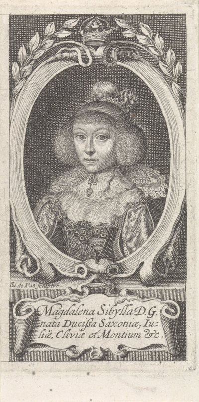 Saksonya Prensesi Magdalene Sibylle 1617-1668, Saxe-Altenburg Düşesi, c. 1647-1648. by Simon van de Passe