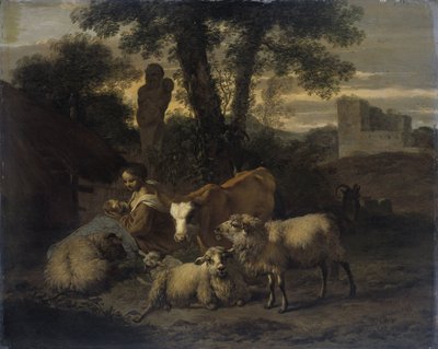 Çoban ve Sürülerle İtalyan Manzarası by Simon van der Does