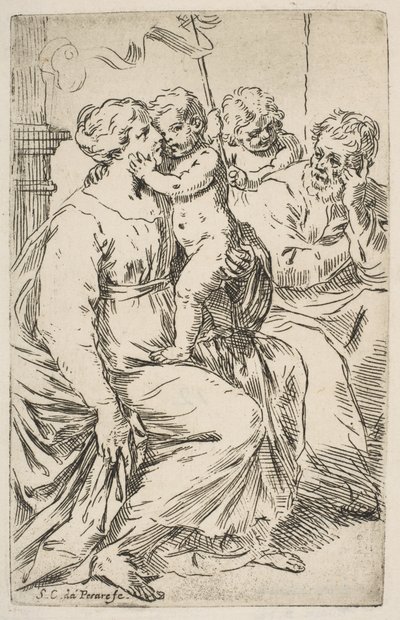 Vaftizci Yahya ile Kutsal Aile, ca. 1640-1642. by Simone Cantarini
