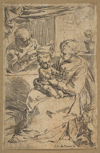 Tesbihli Kutsal Aile, ca. 1640-1642. by Simone Cantarini