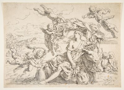 Europa Tecavüz, yaklaşık. 1636. by Simone Cantarini