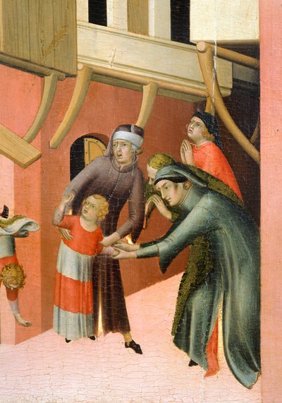 Kutsanmış Agostino Novello ve hayatının hikayeleri başlıklı sunak, Simone Martini (1283-1344), tuval üzerine yağlı boya, 200x256 cm, detay, yaklaşık 1330 by Simone Martini