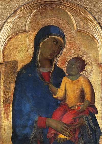 Madonna ve Çocuk, Simone Martini'nin (1283-1344) San Domenico Altarpiece'inden detay, ahşap panel üzerinde tempera ve altın by Simone Martini