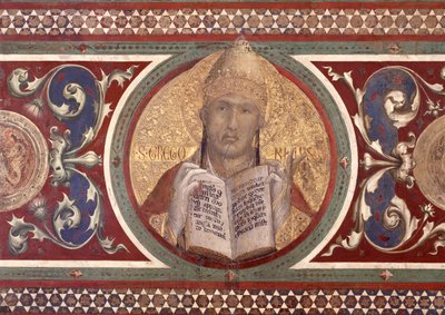 Maesta: St. Gregory, çerçeveden detay, 1315 fresk detayı 51591 by Simone Martini