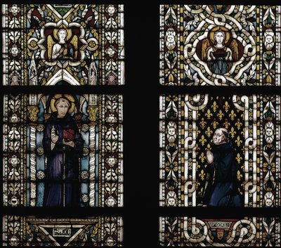 Padualı Aziz Anthony (1195-1231) ve Montefiore Kardinali Gentile (Gentile Partino da Montefiore, Gentilis of Monteflorum, yaklaşık 1240-1312) diz çökmüş (St Anthony of Padua ve Gentile da Montefiore) - Simone Martini (yak. 1284-1344), cm. 57 by Simone Martini