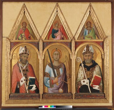 Aziz Geminianus, c.1319 tempera, 58835 panel detayı üzerinde altın by Simone Martini