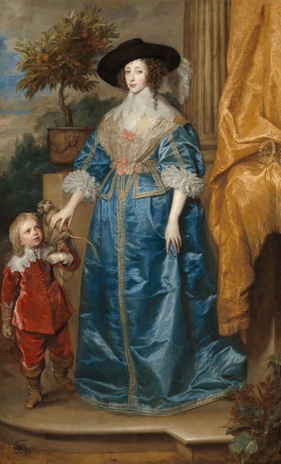 Sir Jeffrey Hudson ile Kraliçe Henrietta Maria by Sir Anthony van Dyck