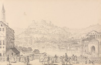Tirol ve İtalya'da 30 Görünümden oluşan Albüm: Verona Şehri ve başka bir köprüden San Pietro Kalesi, 1 Kasım 1840 by Sir Charles D