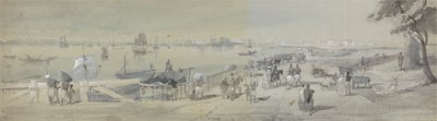 Fort William'ın Su Kapısının Girişinden Kalküta'nın Genel Görünümü by Sir Charles DOyly