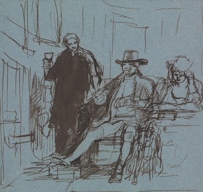 Kaptan Locker, Kızıyla Bir Masada Oturuyor; Yanında Duran Bir Uşak by Sir David Wilkie
