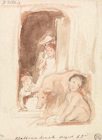 İrlanda, Ballynahinch'te Kapıda Domuzlu Çocuklar by Sir David Wilkie