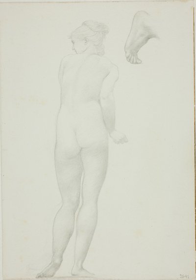 Ayakta Çıplak Kadının Arka Görünümü ve Bir Ayak Çizimi by Sir Edward Burne Jones