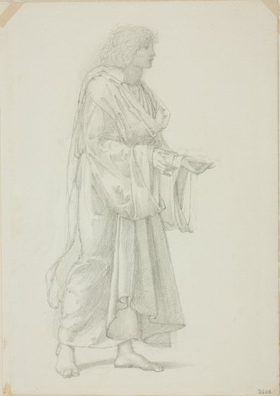 Drapeli Ayakta Erkek Figürü by Sir Edward Burne Jones