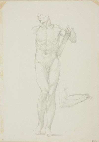 Tabletli Ayakta Erkek; sağ kolun ayrı çizimi by Sir Edward Burne Jones