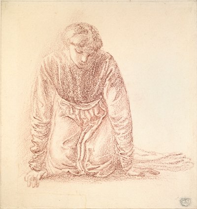 Diz çökmüş kadın figürü, 19. yüzyıl sonu by Sir Edward Coley Burne Jones
