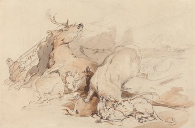 Geyiklere Saldıran Tazılar ve Avcılar by Sir Edwin Henry Landseer