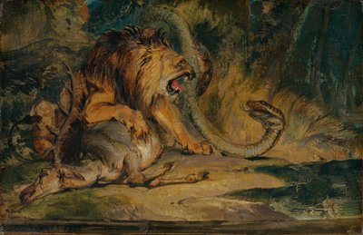 Avını Savunan Aslan by Sir Edwin Landseer