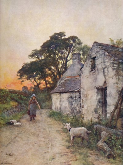 A Village Lane, Güney Galler, 19. yüzyıl sonu - 20. yüzyıl başı. by Sir Ernest Albert Waterlow