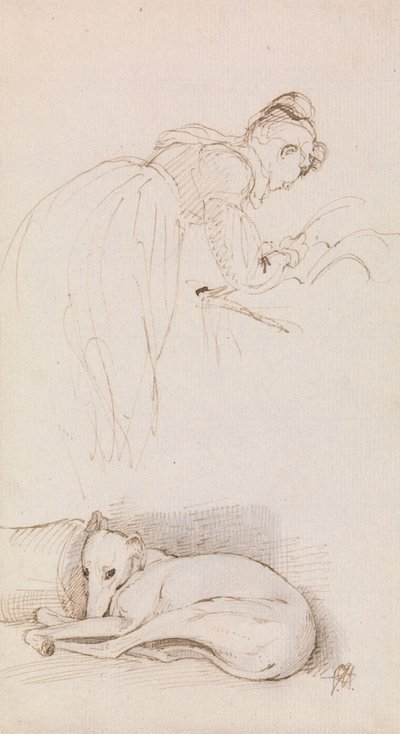 Kadın ve Tazı Çalışmaları by Sir George Hayter