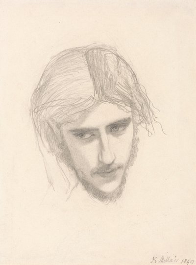 "Ferdinand Lured by Ariel"de Ferdinand'ın Başı İçin Çalışma by Sir John Everett Millais