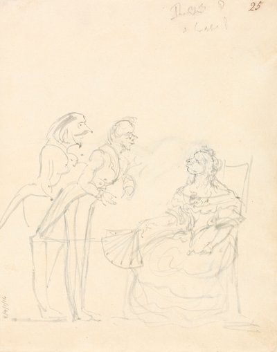 Oturan Bir Bayanla Konuşan İki Beyefendi by Sir John Everett Millais