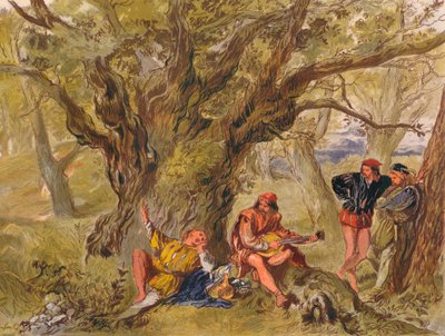 İstediğiniz Gibi: II. Perde, Sahne V. Greenwood Ağacının Altında, Amiens tarafından seslendirildi, c1875 by Sir John Gilbert