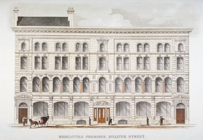 Ticari binaların görünümü, Billiter Caddesi, Londra Şehri, 1875 by Sir Joseph Causton and Sons