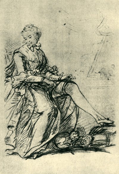 Çoraplarını giyen kadın, 18. yüzyılın ortaları, 1943. by Joshua Reynolds