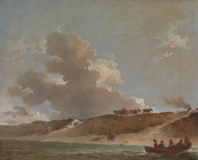 Feribot Teknesi ile Kıyı Manzarası by Sir Peter Francis Bourgeois