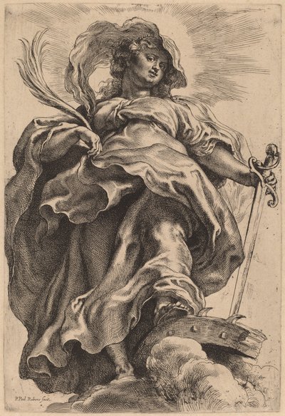 Bulutlardaki Aziz Catherine by Sir Peter Paul Rubens