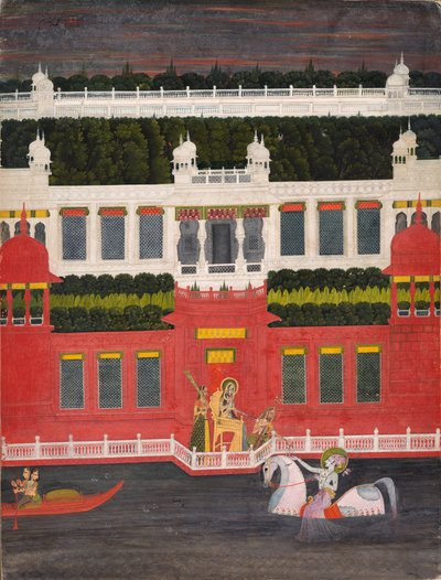 Krishna bir Çiçek Çelenk Alır by Sitaram