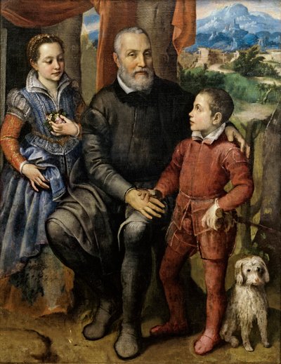 Sanatçılar Peder Amilcare Anguissola ve kardeşleri Minerva ve Asdrubale, yaklaşık 1559. by Sofonisba Anguissola