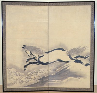 Atla Atlama, Japonca, Edo dönemi, c.18. yüzyıl (kağıt üzerine mürekkep) (bir çiftten biri) (ayrıca bkz. 121396) by Soga Shohaku