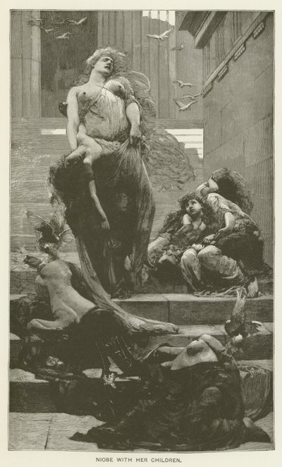 Niobe, çocukları ile by Solomon Joseph Solomon