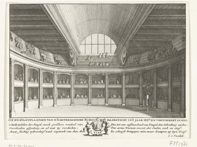 Jacob van Campen Tiyatrosu, sahneden görüldü, 1658 by Solomon Savery