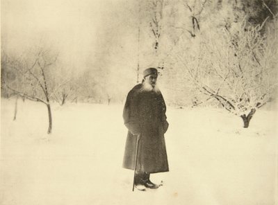 Rus yazar Leo Tolstoy kış yürüyüşüne çıkıyor, 1900