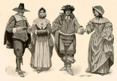 1620-1670, 1903, 1937 döneminde giyim. by Sophie B. Steel
